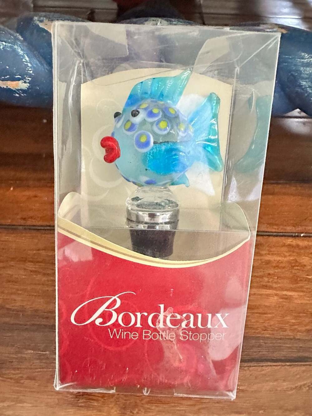 Bordeaux LSArts Inc. Hand-Blown Art Glass Fish Wine Bottle Stopper